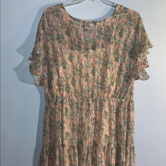 Ava & Viv Multicolor Button-Front Dress Pink Green Plus size 2x - Picture 4 of 9